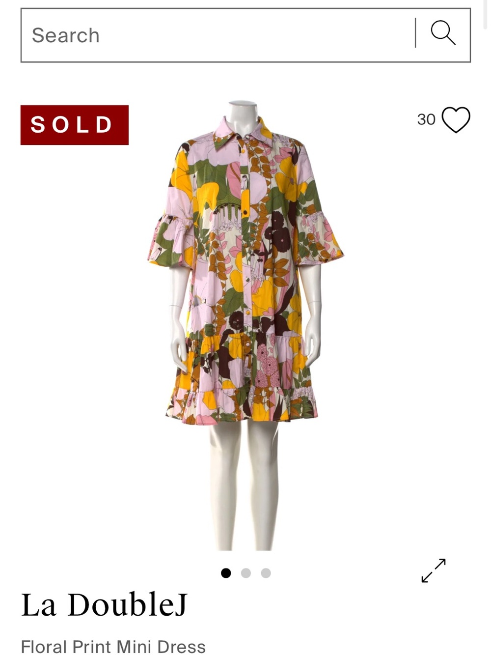 LA DoubleJ Pink Yellow Green Floral Button-Front Mini Dress